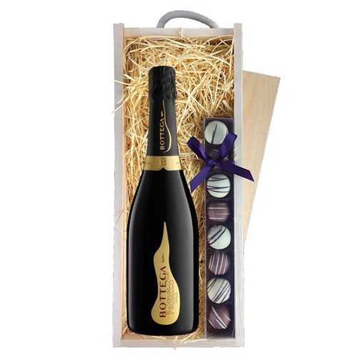 Bottega Vino dei Poeti Prosecco 75cl & Truffles, Wooden Box